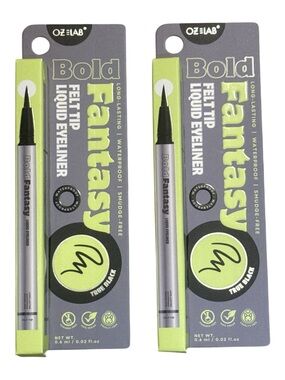 OZLAB Bold Fantasy Felt Tip Liquid Eyeliner Duo Black NIP